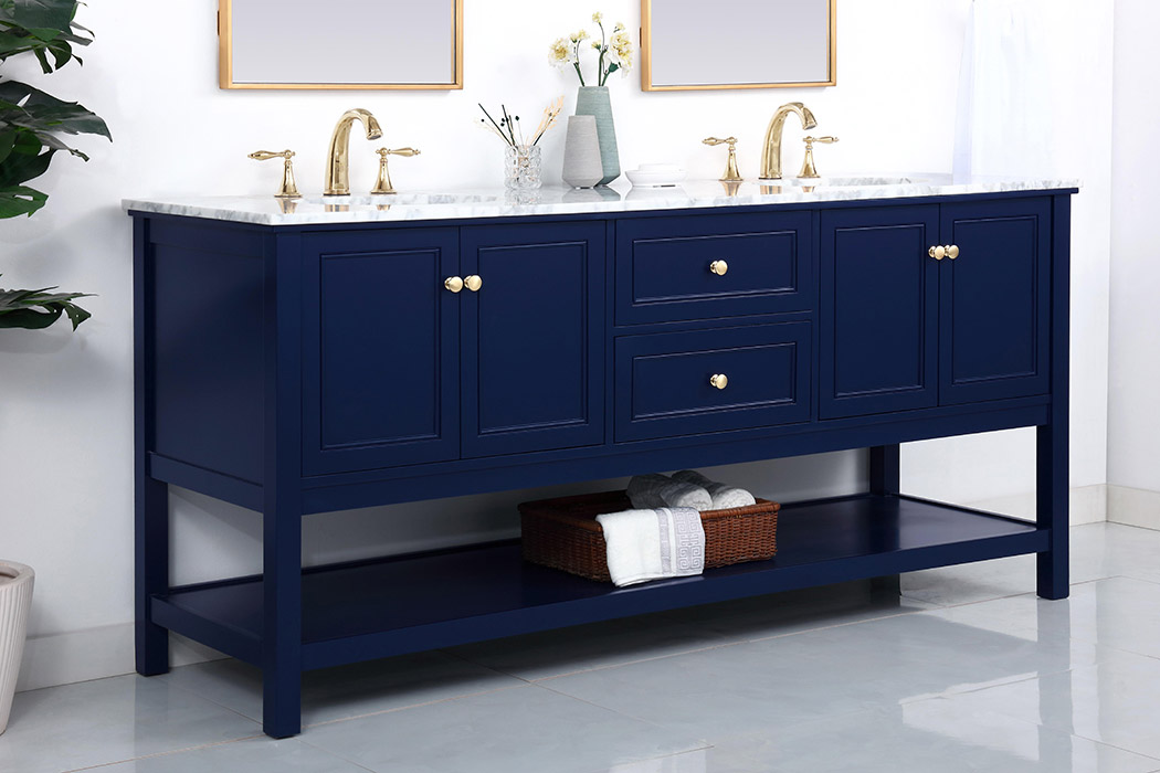 Elegant Bathroom Vanity - Blue, L 72" (VF27072DBL)