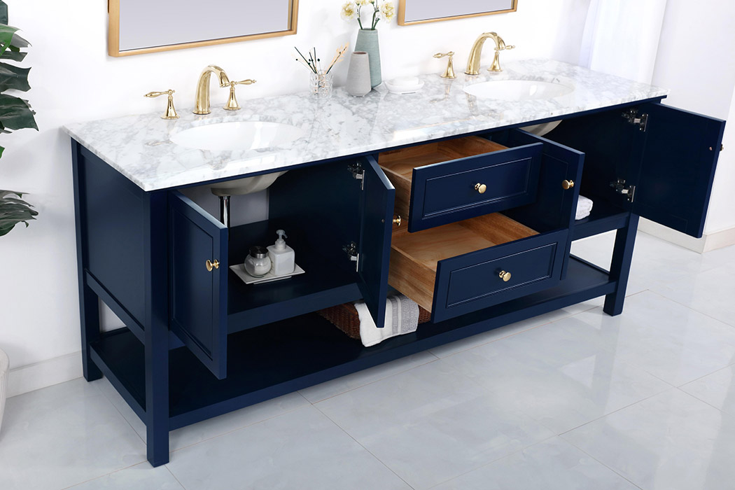 Elegant Bathroom Vanity - Blue, L 72" (VF27072DBL)