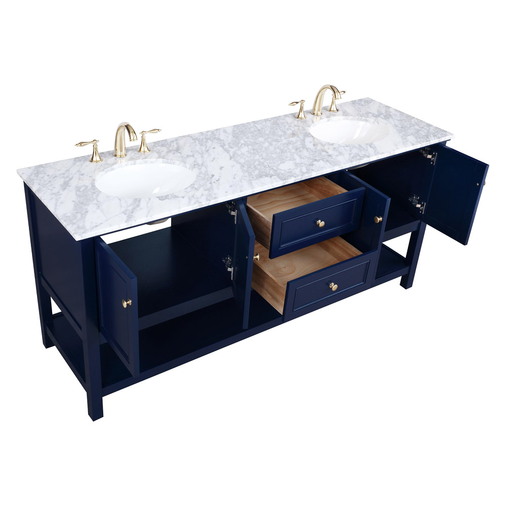 Elegant Bathroom Vanity - Blue, L 72" (VF27072DBL)