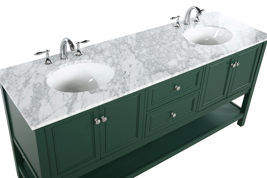 Elegant Bathroom Vanity - Green, L 72" (VF27072DGN)