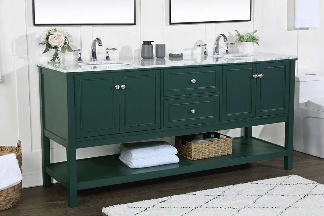 Elegant Bathroom Vanity - Green, L 72" (VF27072DGN)