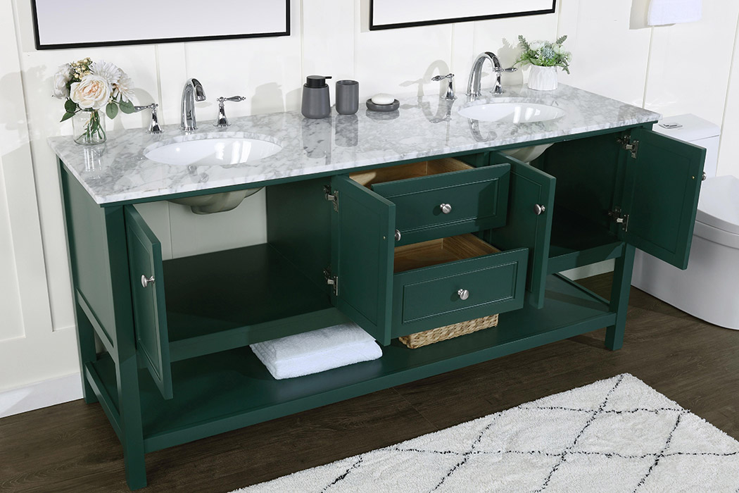 Elegant Bathroom Vanity - Green, L 72" (VF27072DGN)