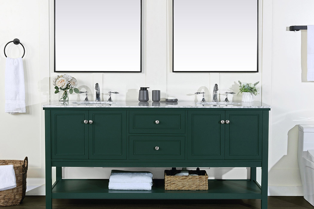 Elegant Bathroom Vanity - Green, L 72" (VF27072DGN)