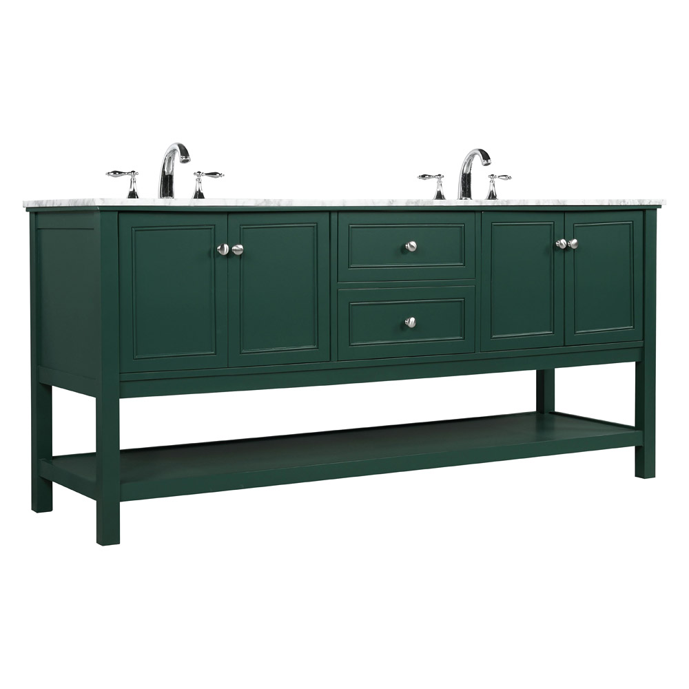 Elegant Bathroom Vanity - Green, L 72" (VF27072DGN)