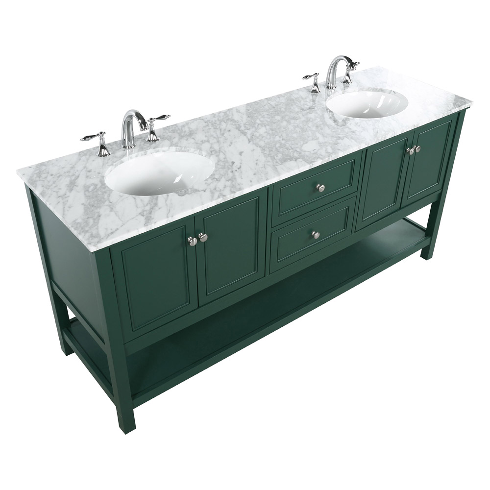 Elegant Bathroom Vanity - Green, L 72" (VF27072DGN)