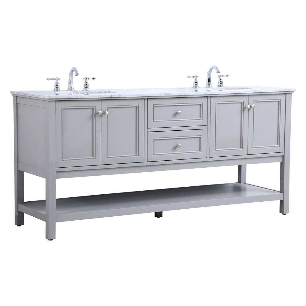 Elegant Bathroom Vanity - Gray, L 72" (VF27072GR)