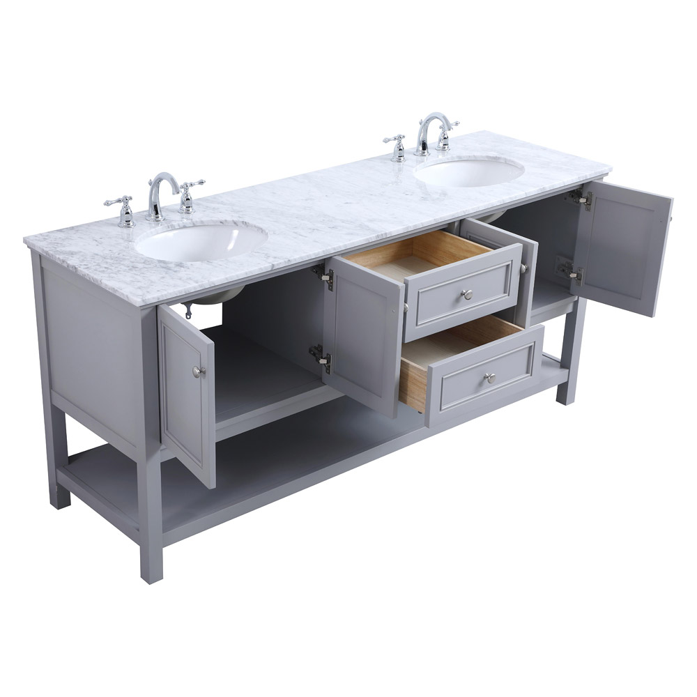 Elegant Bathroom Vanity - Gray, L 72" (VF27072GR)