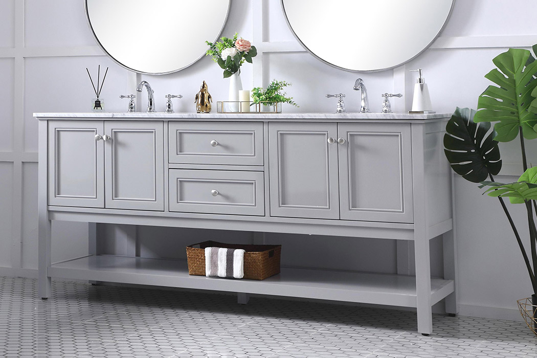 Elegant Bathroom Vanity - Gray, L 72" (VF27072GR)