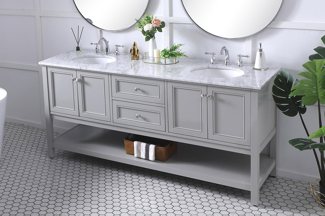 Elegant Bathroom Vanity - Gray, L 72" (VF27072GR)