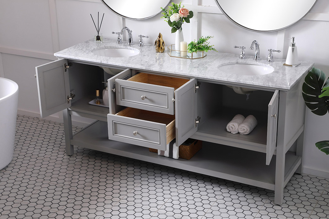 Elegant Bathroom Vanity - Gray, L 72" (VF27072GR)