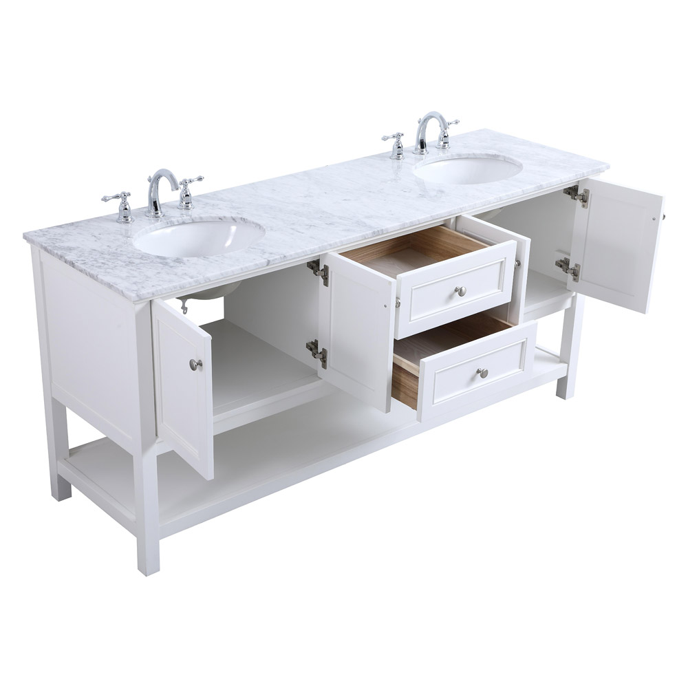 Elegant Bathroom Vanity - White, L 72" (VF27072WH)