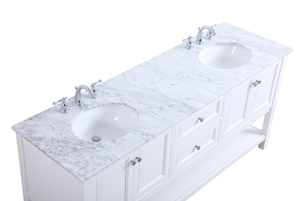 Elegant Bathroom Vanity - White, L 72" (VF27072WH)