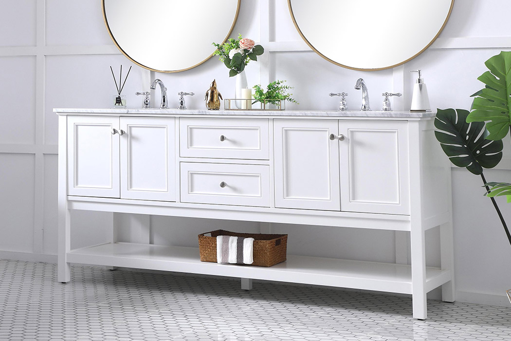 Elegant Bathroom Vanity - White, L 72" (VF27072WH)