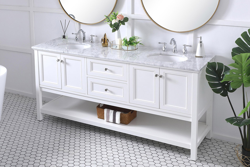 Elegant Bathroom Vanity - White, L 72" (VF27072WH)