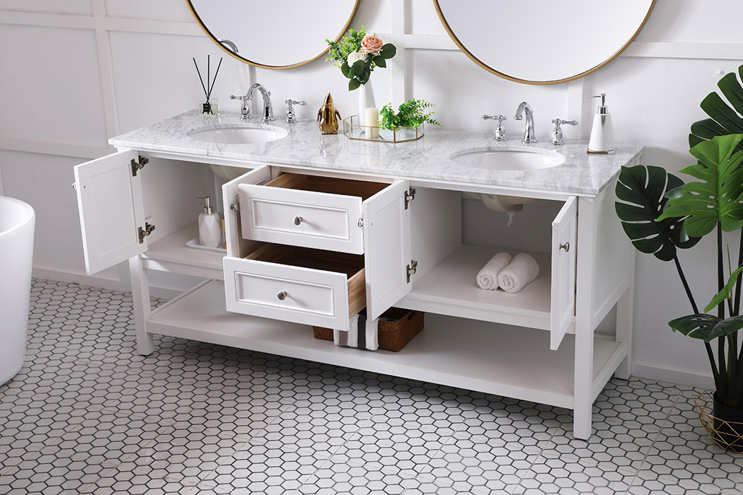 Elegant Bathroom Vanity - White, L 72" (VF27072WH)