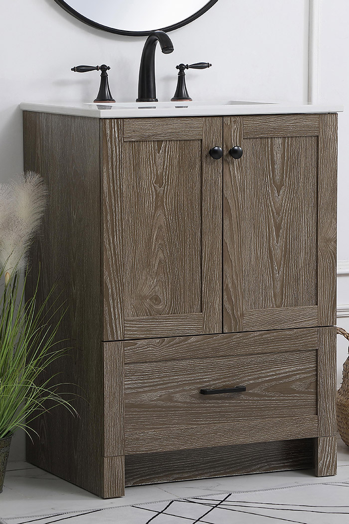 Elegant Bathroom Vanity - Weathered oak (VF2824WO)