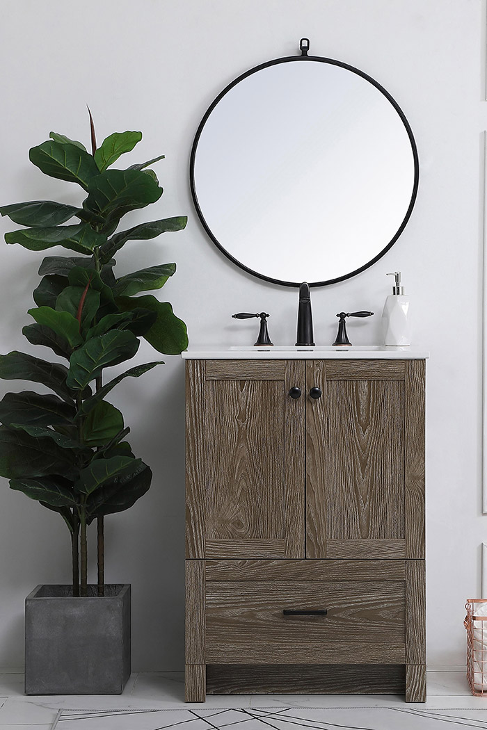 Elegant Bathroom Vanity - Weathered oak (VF2824WO)