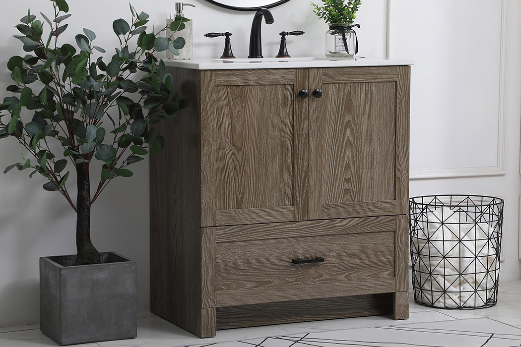 Elegant Bathroom Vanity - Weathered oak (VF2830WO)