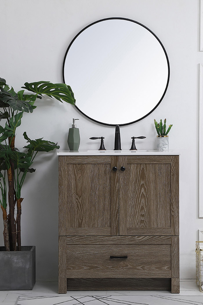 Elegant Bathroom Vanity - Weathered oak (VF2830WO)