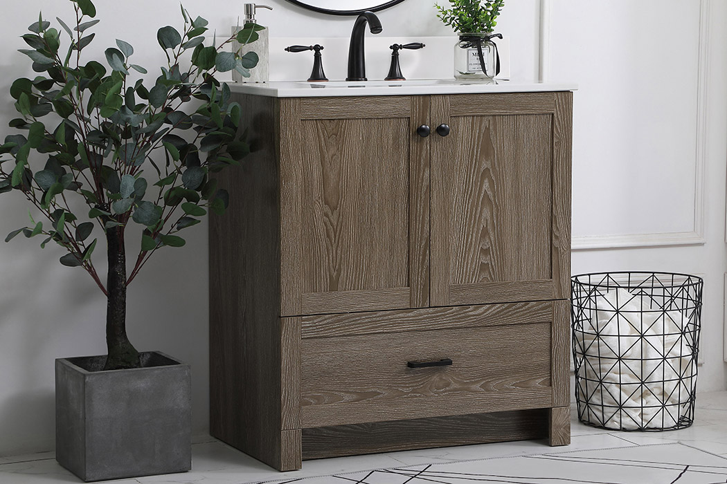 Elegant Bathroom Vanity - Weathered oak (VF2830WO-BS)