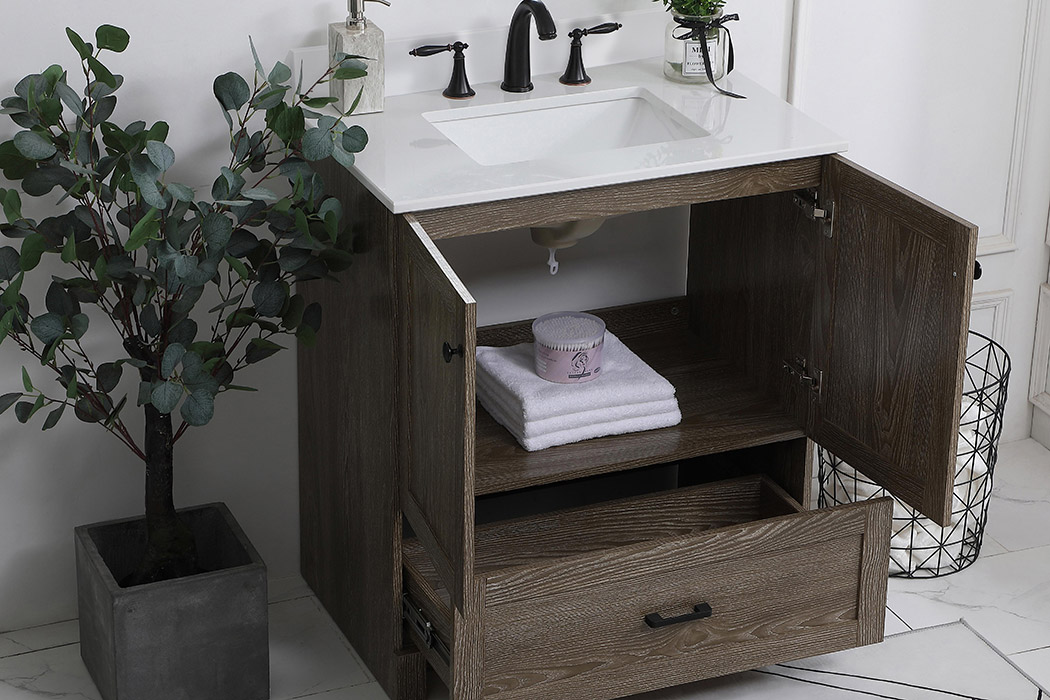 Elegant Bathroom Vanity - Weathered oak (VF2830WO-BS)