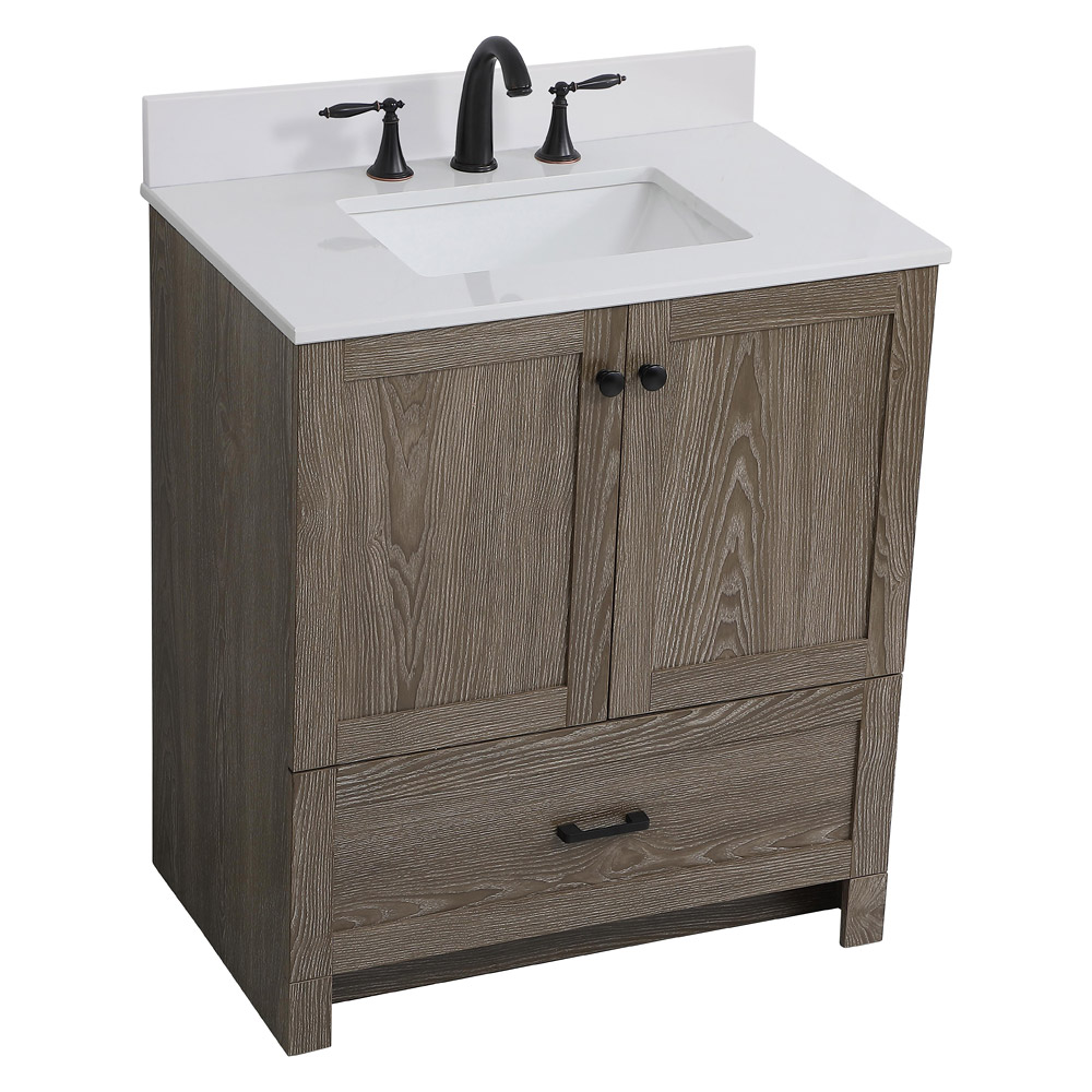 Elegant Bathroom Vanity - Weathered oak (VF2830WO-BS)