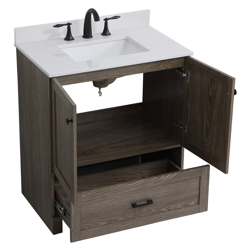 Elegant Bathroom Vanity - Weathered oak (VF2830WO-BS)