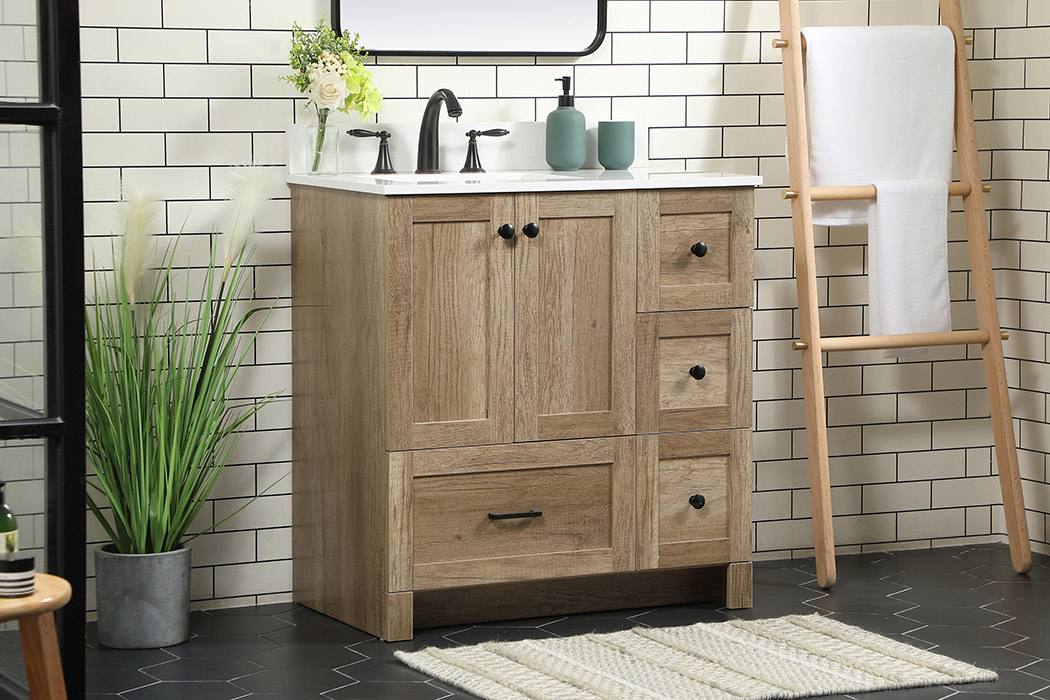 Elegant Bathroom Vanity - Natural Oak (VF2832NT-BS)