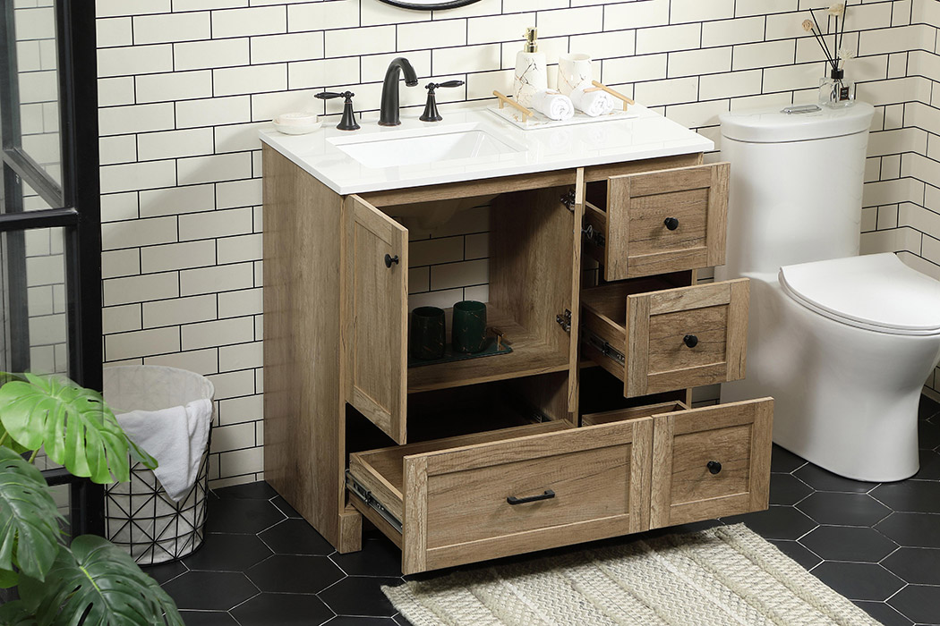 Elegant Bathroom Vanity - Natural Oak (VF2836NT)