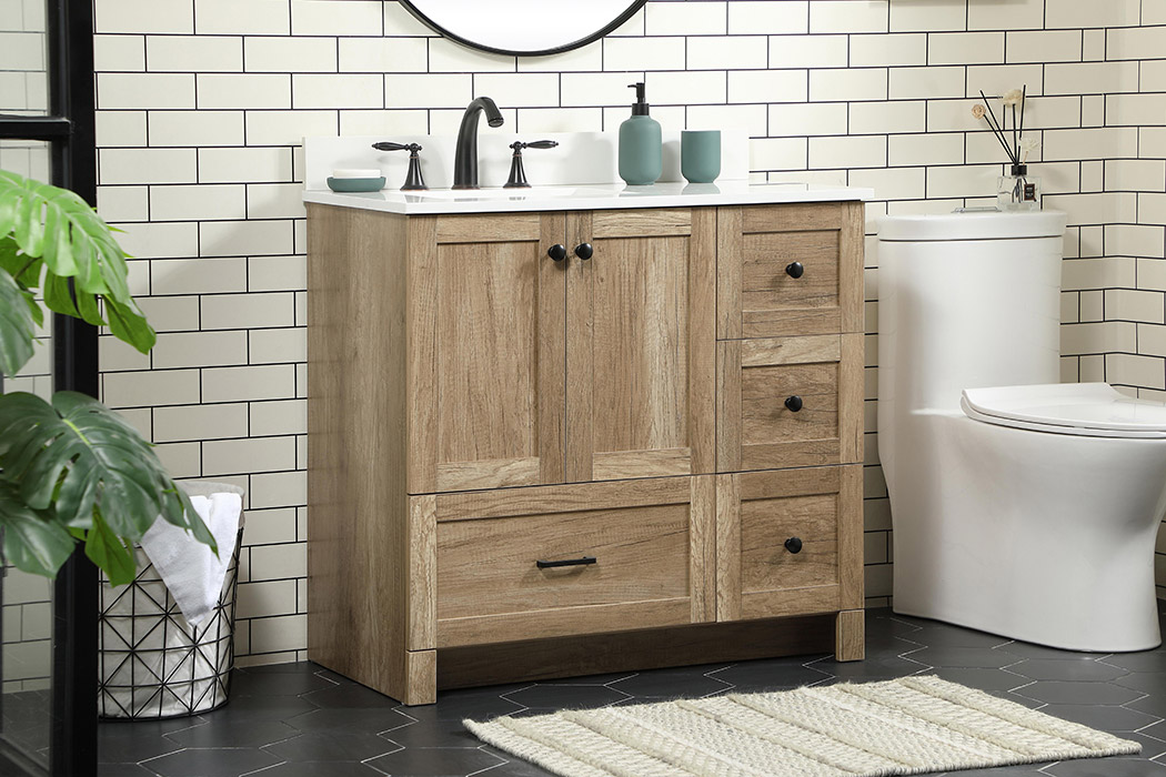 Elegant Bathroom Vanity - Natural Oak (VF2836NT-BS)