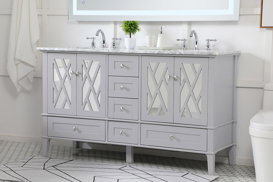 Elegant Bathroom Vanity - Gray, L 60" (VF30260DGR)