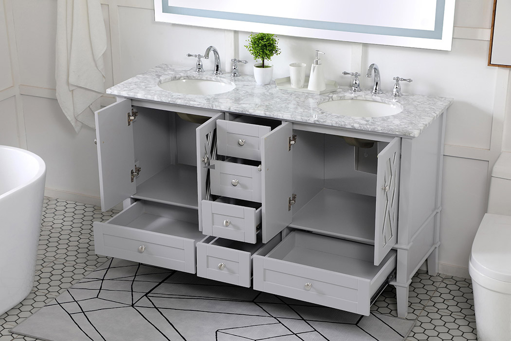 Elegant Bathroom Vanity - Gray, L 60" (VF30260DGR)