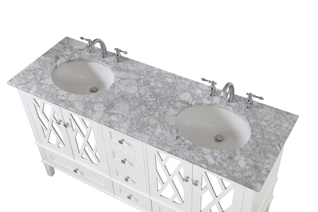 Elegant Bathroom Vanity - White, L 60" (VF30260DWH)