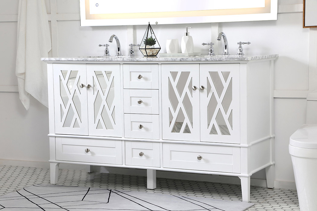 Elegant Bathroom Vanity - White, L 60" (VF30260DWH)