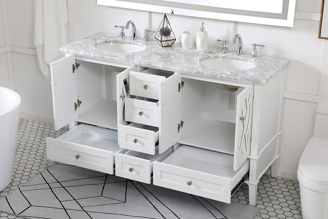 Elegant Bathroom Vanity - White, L 60" (VF30260DWH)