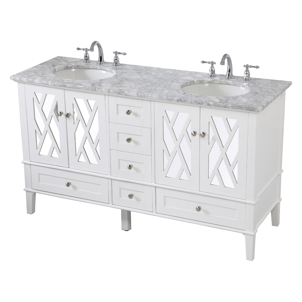 Elegant Bathroom Vanity - White, L 60" (VF30260DWH)