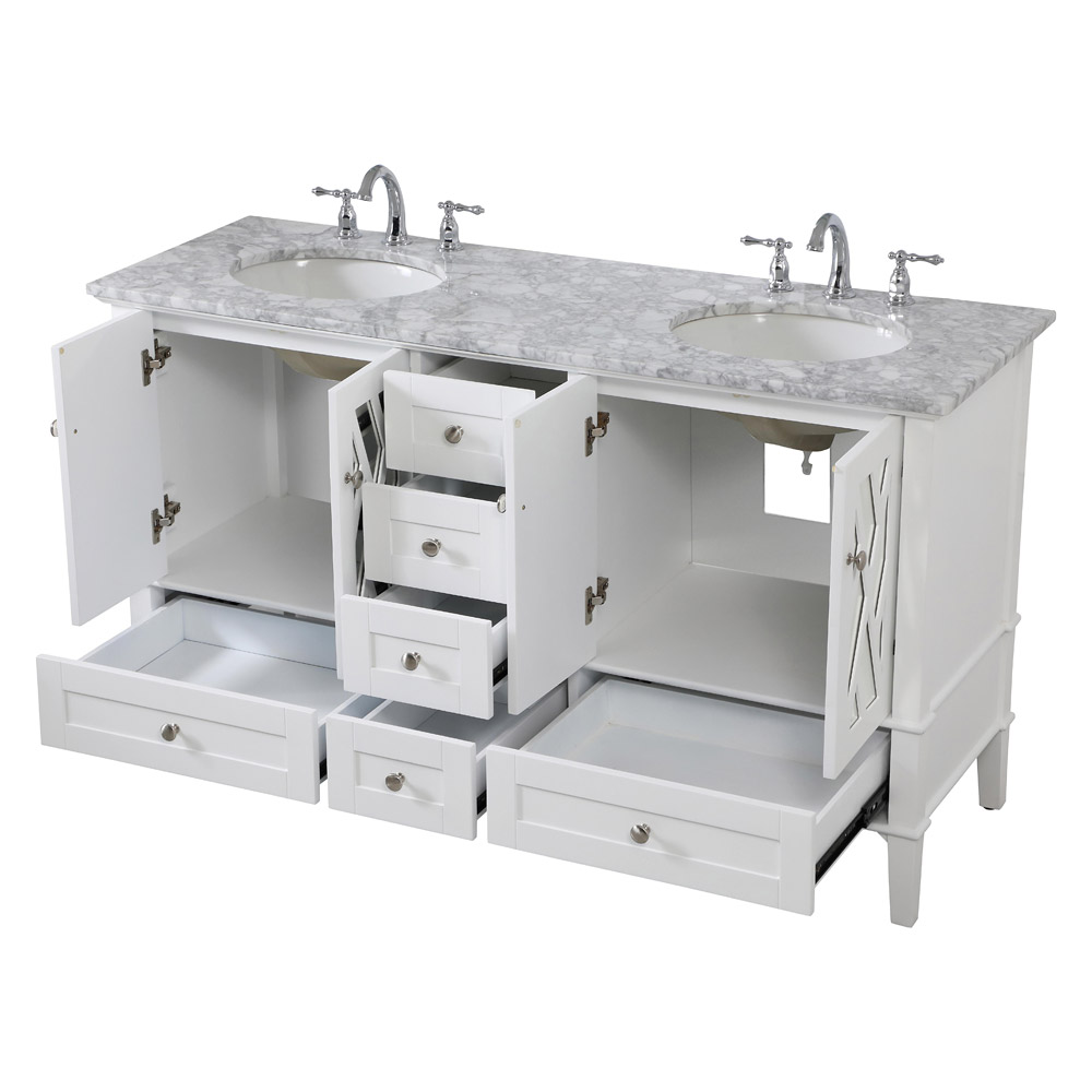 Elegant Bathroom Vanity - White, L 60" (VF30260DWH)