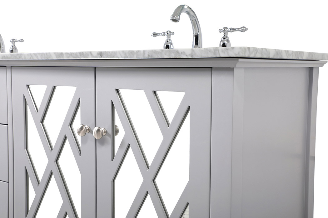 Elegant Bathroom Vanity - Gray, L 72" (VF30272DGR)