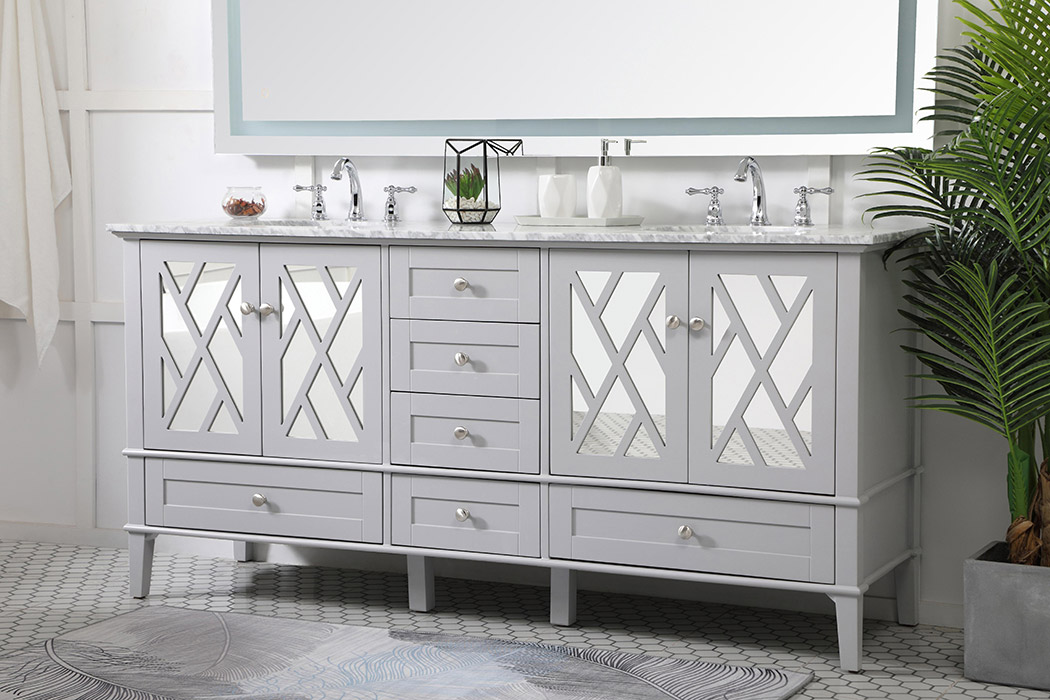 Elegant Bathroom Vanity - Gray, L 72" (VF30272DGR)