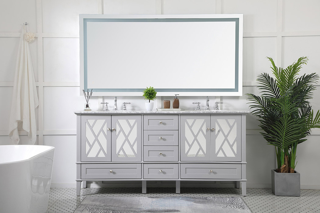 Elegant Bathroom Vanity - Gray, L 72" (VF30272DGR)