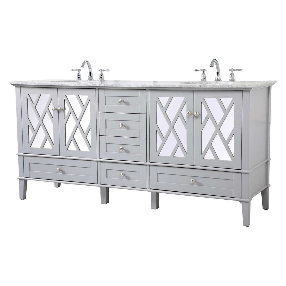 Elegant Bathroom Vanity - Gray, L 72" (VF30272DGR)