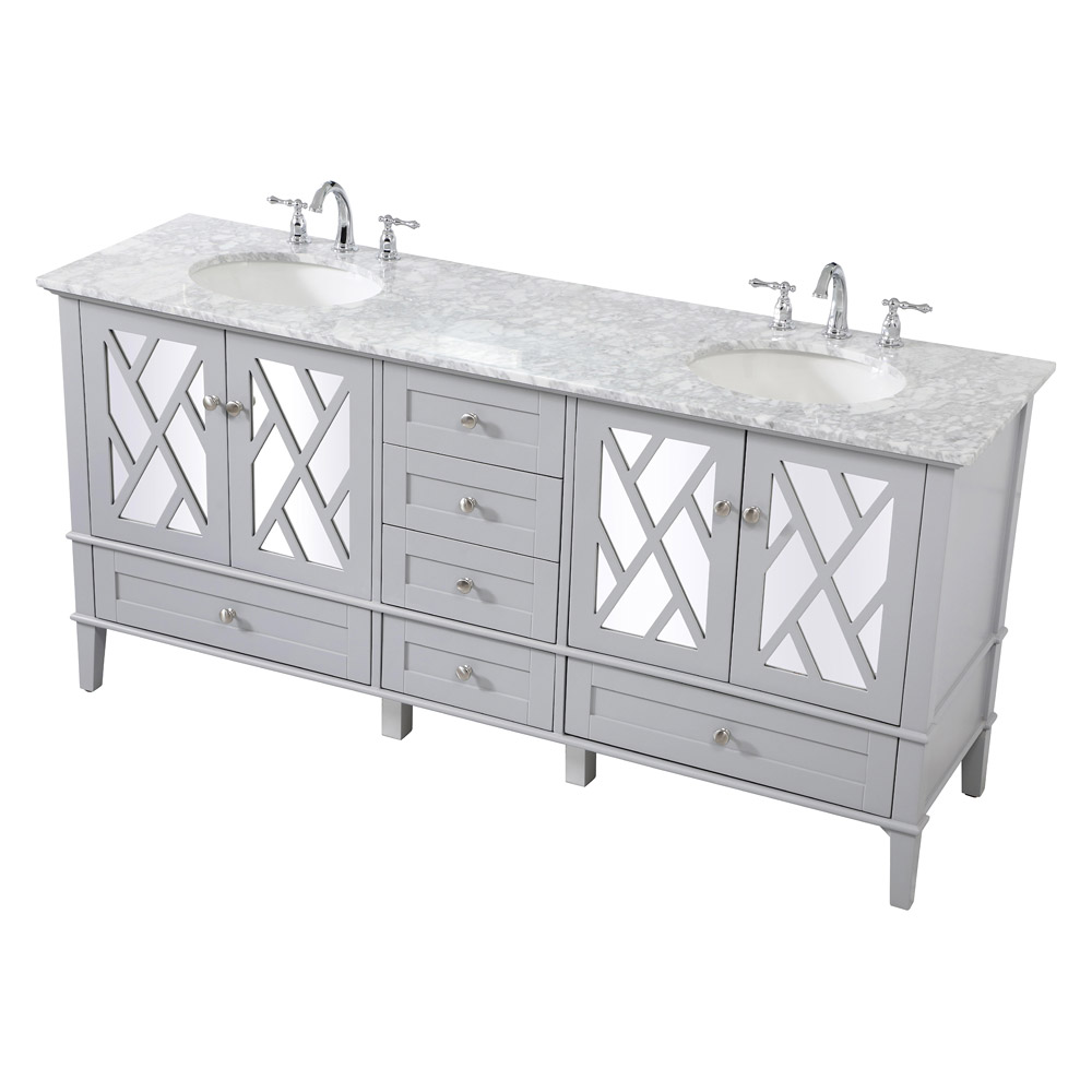 Elegant Bathroom Vanity - Gray, L 72" (VF30272DGR)