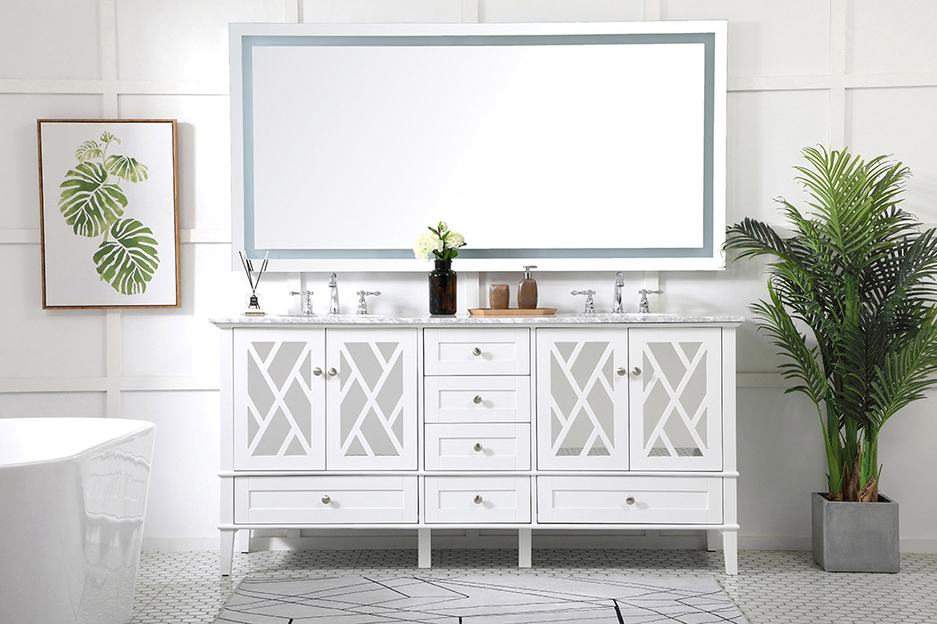 Elegant Bathroom Vanity - White, L 72" (VF30272DWH)