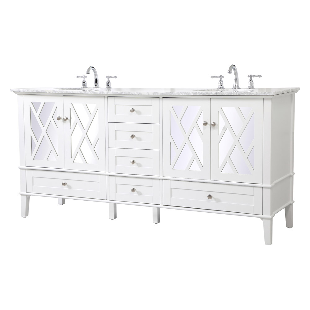 Elegant Bathroom Vanity - White, L 72" (VF30272DWH)