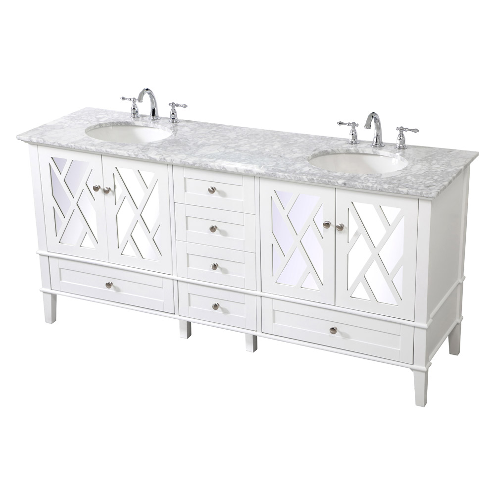 Elegant Bathroom Vanity - White, L 72" (VF30272DWH)