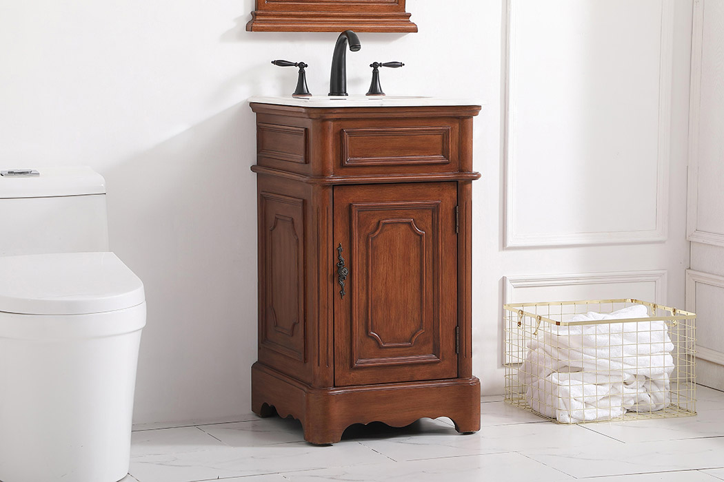 Elegant Bathroom Vanity - Teak, L 19" (VF30419TK)