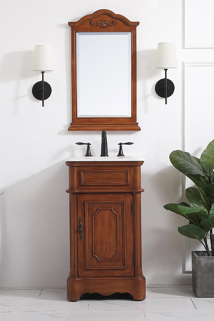 Elegant Bathroom Vanity - Teak, L 19" (VF30419TK)