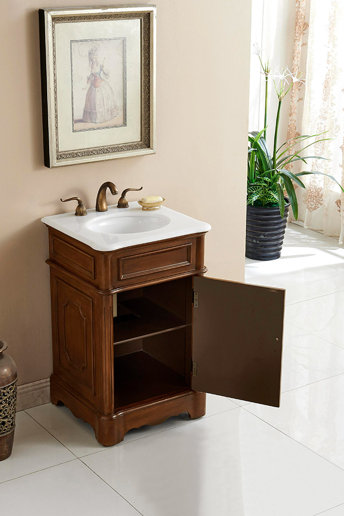 Elegant Bathroom Vanity - Teak, L 21" (VF30421TK)