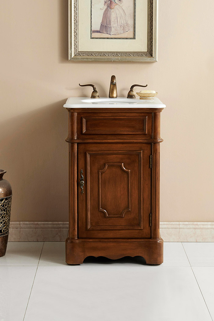 Elegant Bathroom Vanity - Teak, L 21" (VF30421TK)