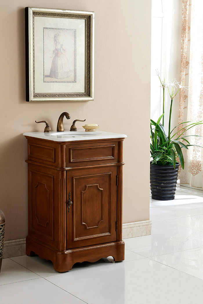 Elegant Bathroom Vanity - Teak, L 21" (VF30421TK)